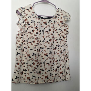 Women's SHEIN Beige & Brown Leopard Print Ruffle Blouse Size 6